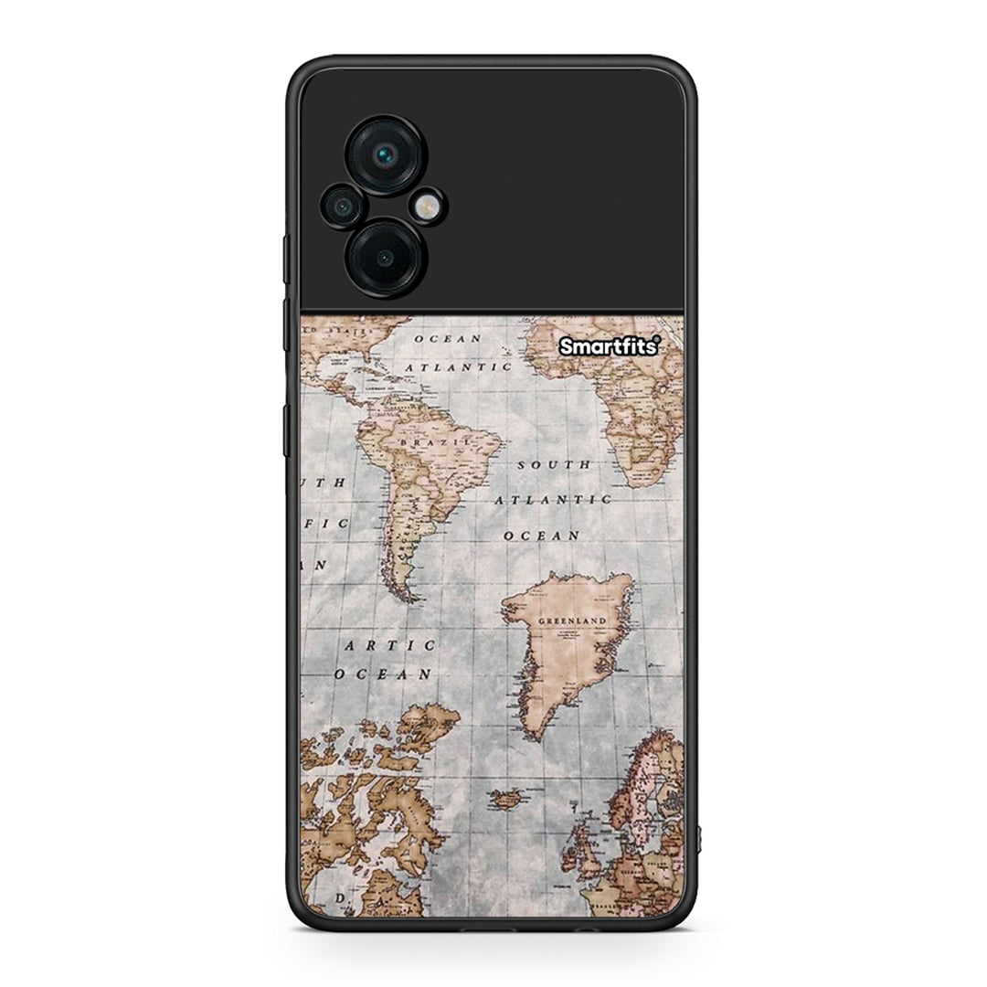 Xiaomi Poco M5 / Redmi Note 11E World Map θήκη από τη Smartfits με σχέδιο στο πίσω μέρος και μαύρο περίβλημα | Smartphone case with colorful back and black bezels by Smartfits