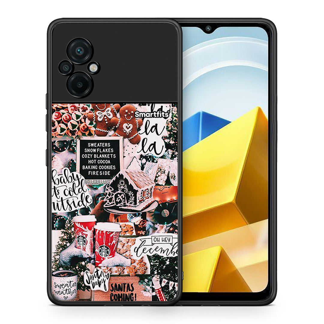 Θήκη Xiaomi Poco M5 / Redmi Note 11E Xmas Habbits από τη Smartfits με σχέδιο στο πίσω μέρος και μαύρο περίβλημα | Xiaomi Poco M5 / Redmi Note 11E Xmas Habbits case with colorful back and black bezels