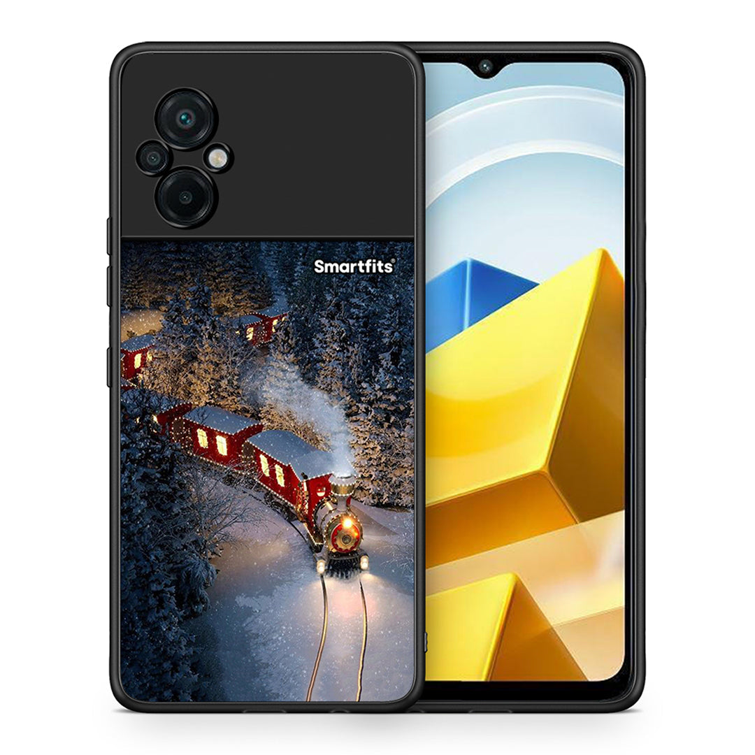 Θήκη Xiaomi Poco M5 / Redmi Note 11E Xmas Train από τη Smartfits με σχέδιο στο πίσω μέρος και μαύρο περίβλημα | Xiaomi Poco M5 / Redmi Note 11E Xmas Train case with colorful back and black bezels