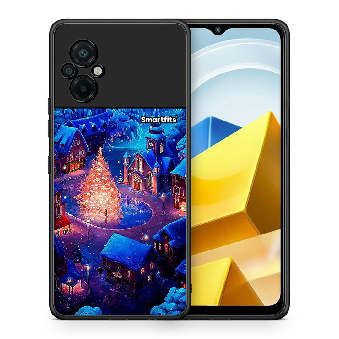 Θήκη Xiaomi Poco M5 / Redmi Note 11E Xmas Village από τη Smartfits με σχέδιο στο πίσω μέρος και μαύρο περίβλημα | Xiaomi Poco M5 / Redmi Note 11E Xmas Village case with colorful back and black bezels