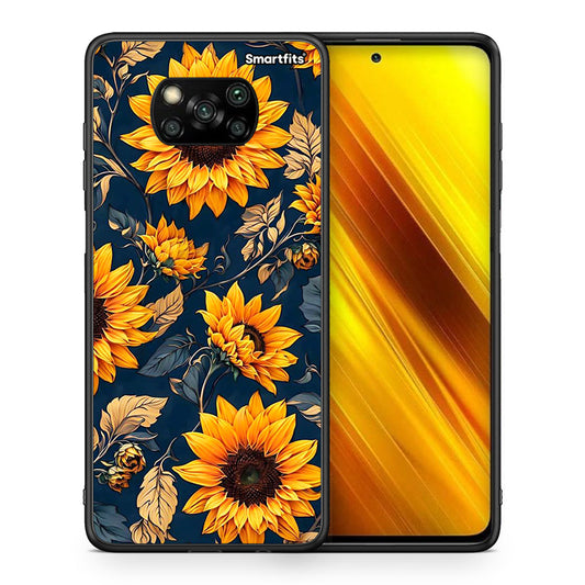 Θήκη Xiaomi Poco X3 Autumn Sunflowers από τη Smartfits με σχέδιο στο πίσω μέρος και μαύρο περίβλημα | Xiaomi Poco X3 Autumn Sunflowers case with colorful back and black bezels