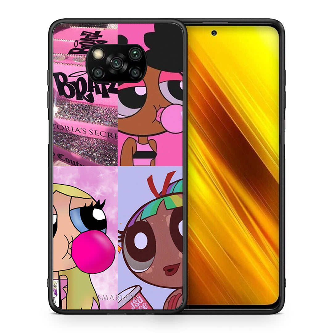 Θήκη Αγίου Βαλεντίνου Xiaomi Poco X3 Bubble Girls από τη Smartfits με σχέδιο στο πίσω μέρος και μαύρο περίβλημα | Xiaomi Poco X3 Bubble Girls case with colorful back and black bezels
