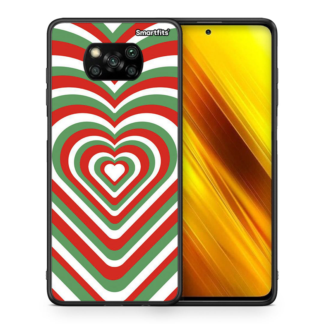 Θήκη Xiaomi Poco X3 Christmas Hearts από τη Smartfits με σχέδιο στο πίσω μέρος και μαύρο περίβλημα | Xiaomi Poco X3 Christmas Hearts case with colorful back and black bezels