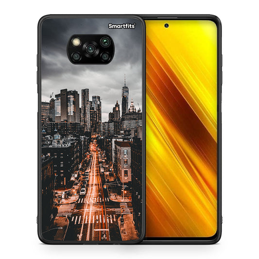 Θήκη Xiaomi Poco X3 City Lights από τη Smartfits με σχέδιο στο πίσω μέρος και μαύρο περίβλημα | Xiaomi Poco X3 City Lights case with colorful back and black bezels