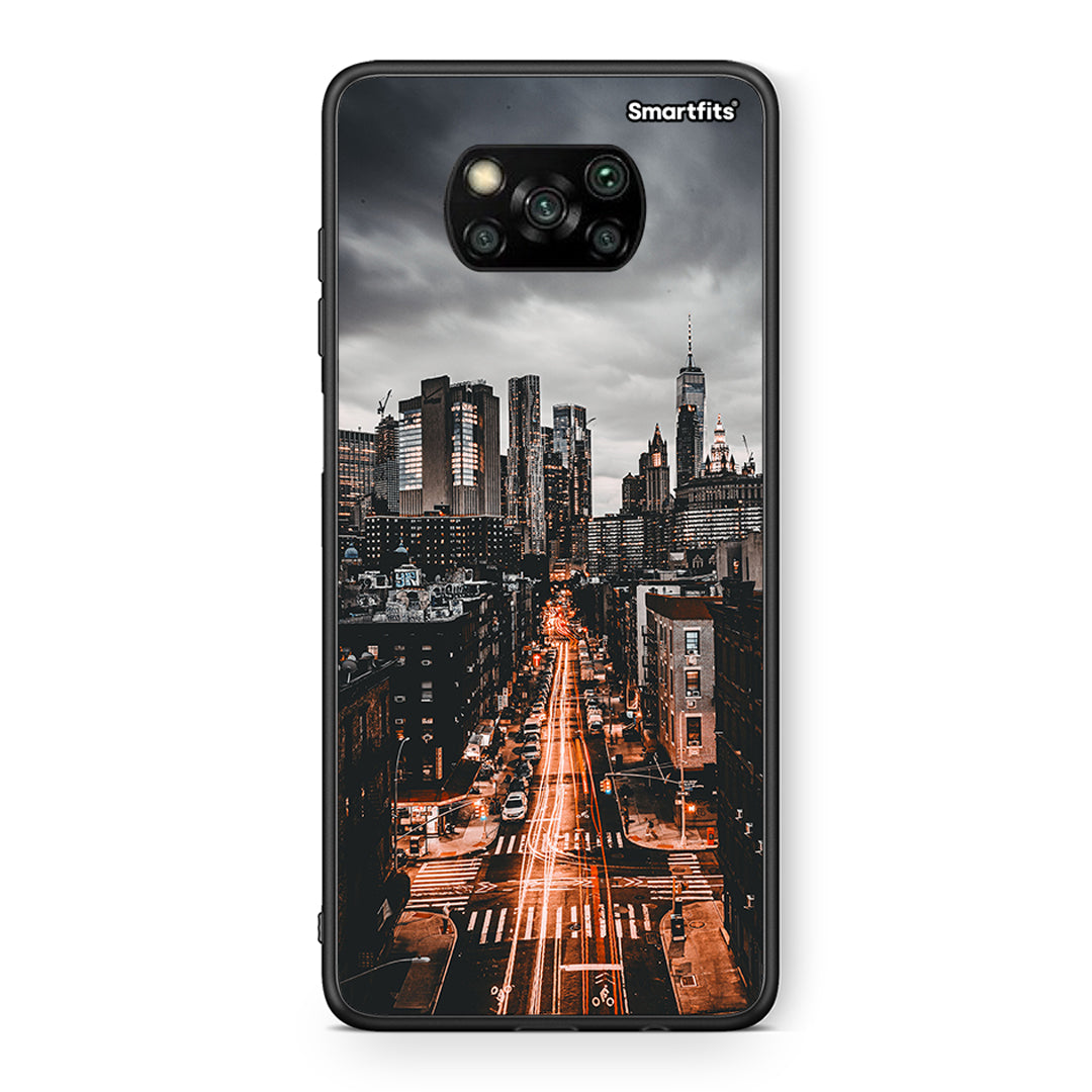 Θήκη Xiaomi Poco X3 City Lights από τη Smartfits με σχέδιο στο πίσω μέρος και μαύρο περίβλημα | Xiaomi Poco X3 City Lights case with colorful back and black bezels