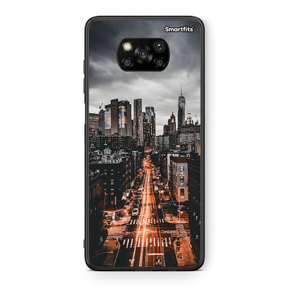 Θήκη Xiaomi Poco X3 City Lights από τη Smartfits με σχέδιο στο πίσω μέρος και μαύρο περίβλημα | Xiaomi Poco X3 City Lights case with colorful back and black bezels