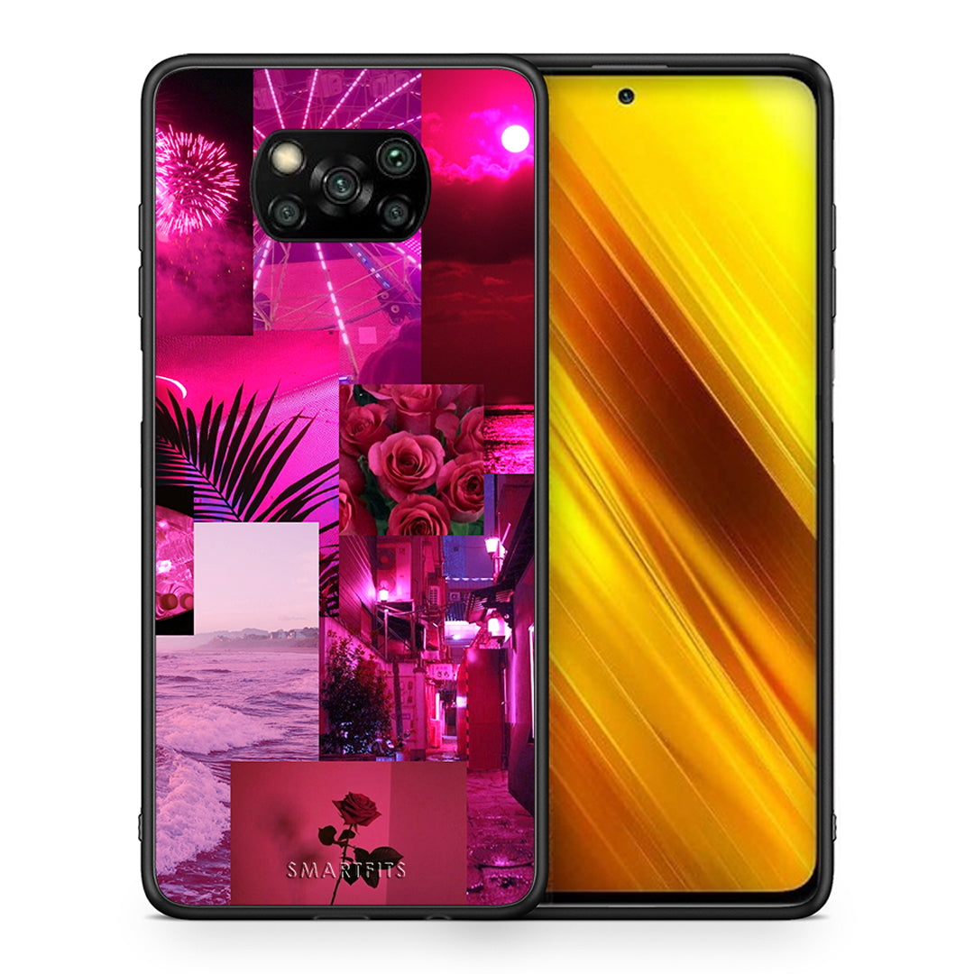 Θήκη Αγίου Βαλεντίνου Xiaomi Poco X3 Collage Red Roses από τη Smartfits με σχέδιο στο πίσω μέρος και μαύρο περίβλημα | Xiaomi Poco X3 Collage Red Roses case with colorful back and black bezels