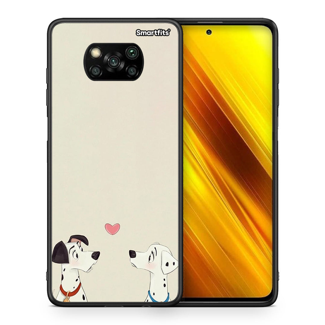 Θήκη Xiaomi Poco X3 Dalmatians Love από τη Smartfits με σχέδιο στο πίσω μέρος και μαύρο περίβλημα | Xiaomi Poco X3 Dalmatians Love case with colorful back and black bezels