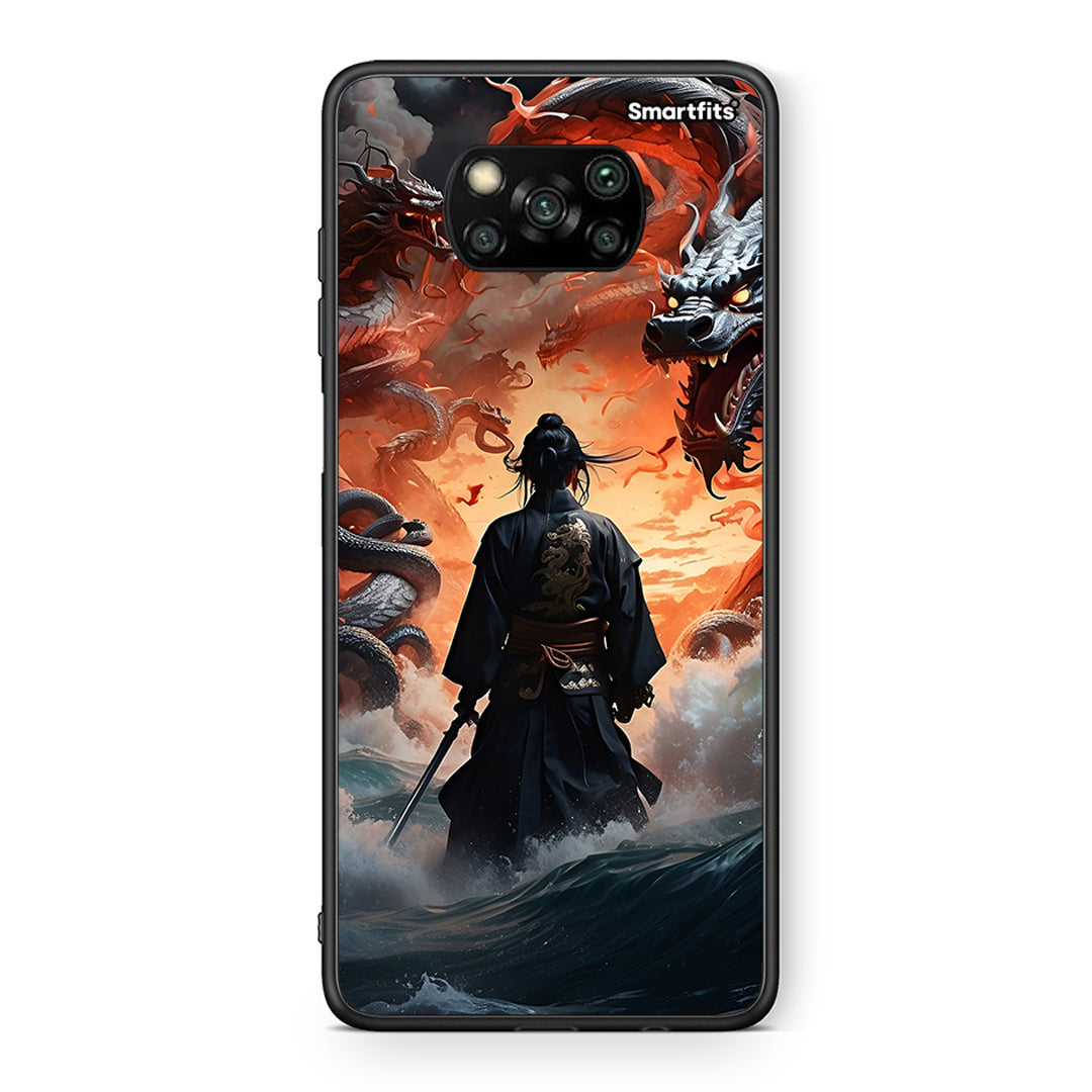 Θήκη Xiaomi Poco X3 Dragons Fight από τη Smartfits με σχέδιο στο πίσω μέρος και μαύρο περίβλημα | Xiaomi Poco X3 Dragons Fight case with colorful back and black bezels