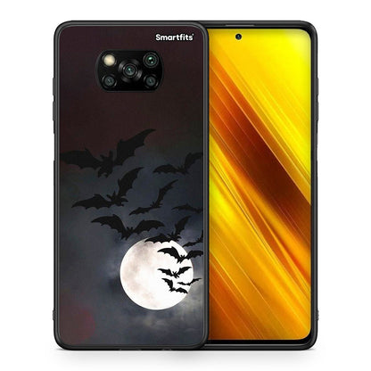Θήκη Xiaomi Poco X3 Halloween Bat Night από τη Smartfits με σχέδιο στο πίσω μέρος και μαύρο περίβλημα | Xiaomi Poco X3 Halloween Bat Night case with colorful back and black bezels