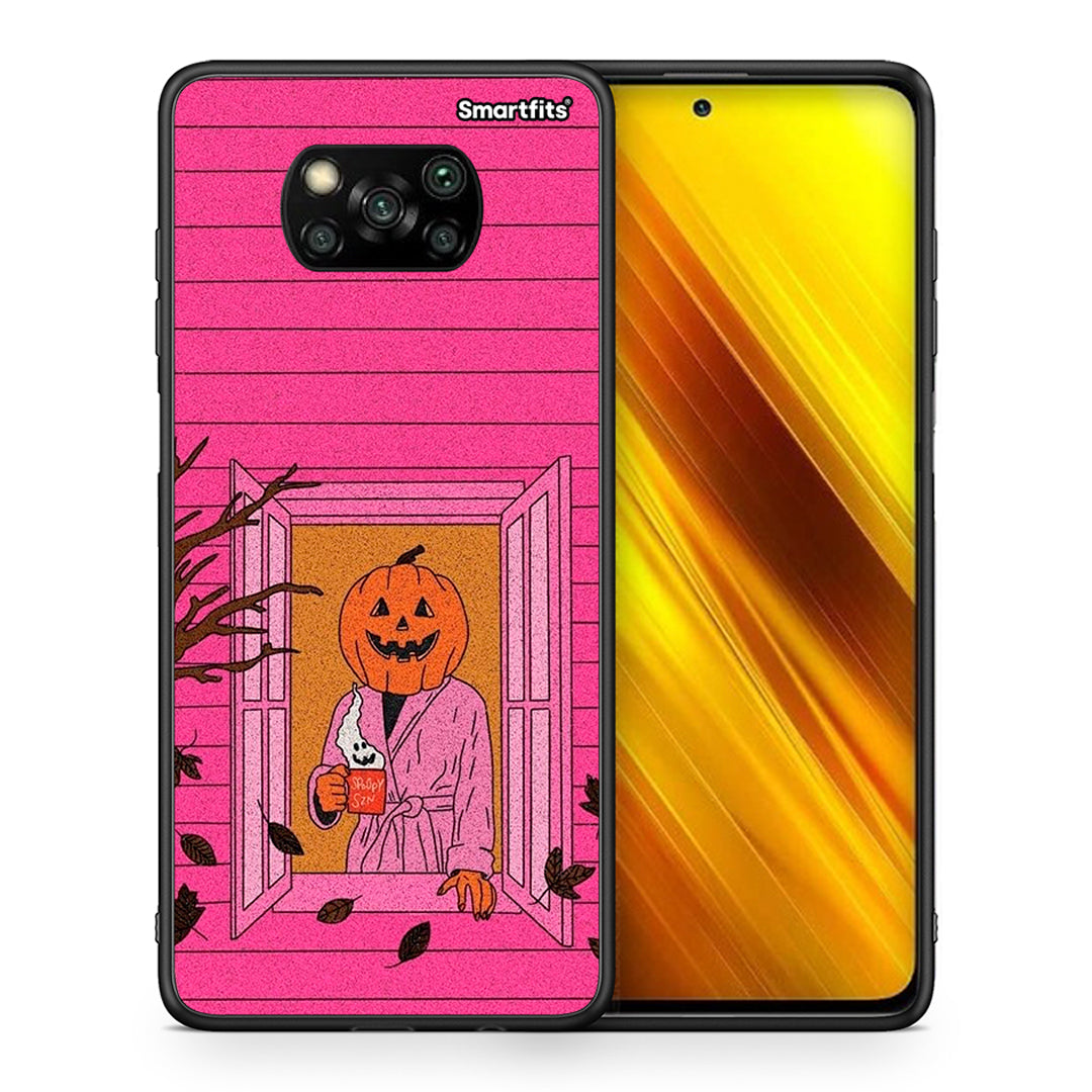 Θήκη Xiaomi Poco X3 Halloween Pumpkin Lady από τη Smartfits με σχέδιο στο πίσω μέρος και μαύρο περίβλημα | Xiaomi Poco X3 Halloween Pumpkin Lady case with colorful back and black bezels