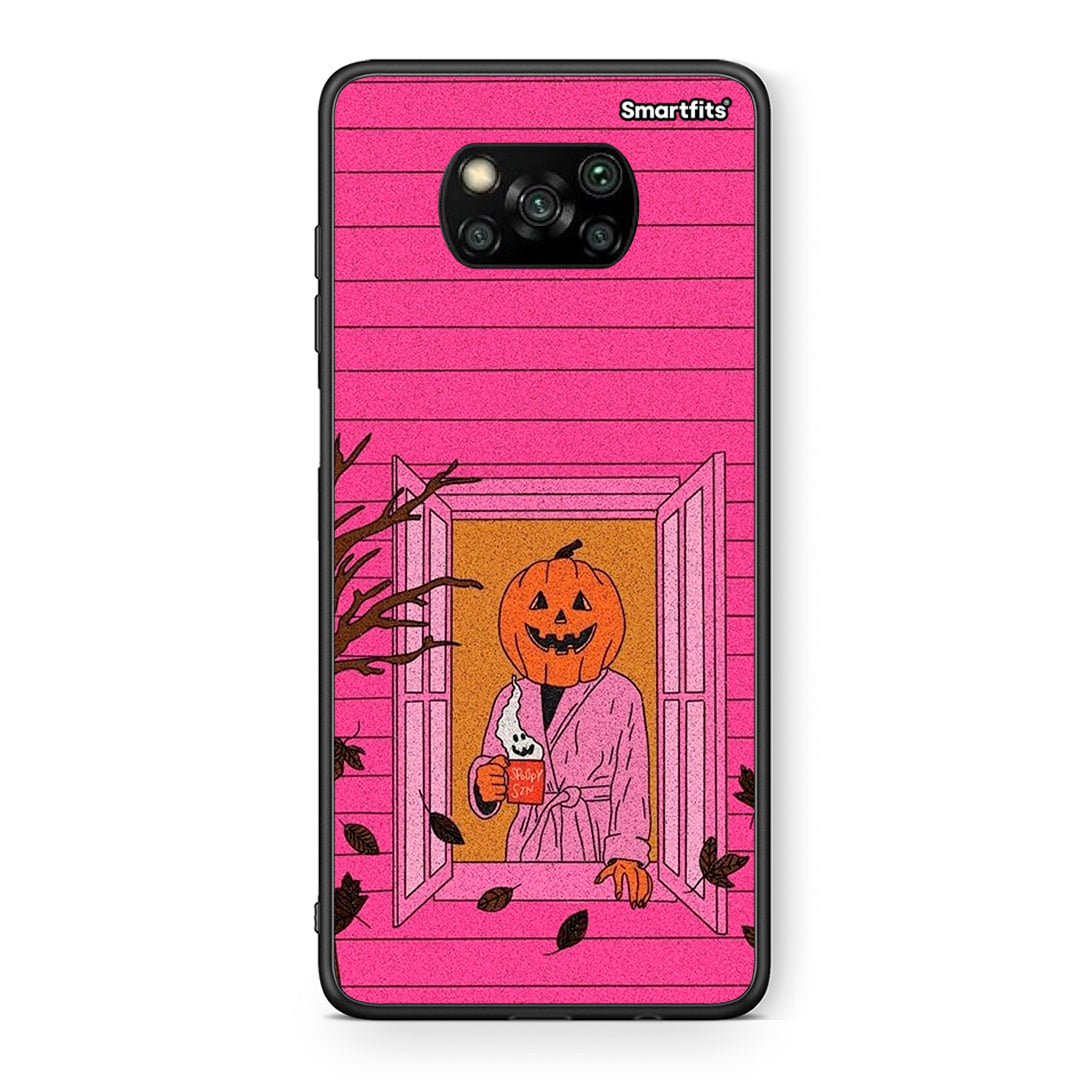 Θήκη Xiaomi Poco X3 Halloween Pumpkin Lady από τη Smartfits με σχέδιο στο πίσω μέρος και μαύρο περίβλημα | Xiaomi Poco X3 Halloween Pumpkin Lady case with colorful back and black bezels