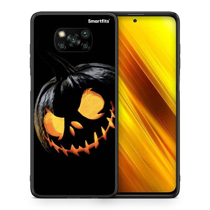 Θήκη Xiaomi Poco X3 Halloween Scary Pumpkin από τη Smartfits με σχέδιο στο πίσω μέρος και μαύρο περίβλημα | Xiaomi Poco X3 Halloween Scary Pumpkin case with colorful back and black bezels