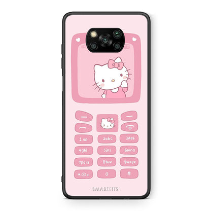 Θήκη Αγίου Βαλεντίνου Xiaomi Poco X3 Hello Kitten από τη Smartfits με σχέδιο στο πίσω μέρος και μαύρο περίβλημα | Xiaomi Poco X3 Hello Kitten case with colorful back and black bezels