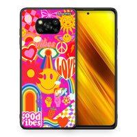 Thumbnail for Θήκη Xiaomi Poco X3 Hippie Love από τη Smartfits με σχέδιο στο πίσω μέρος και μαύρο περίβλημα | Xiaomi Poco X3 Hippie Love case with colorful back and black bezels