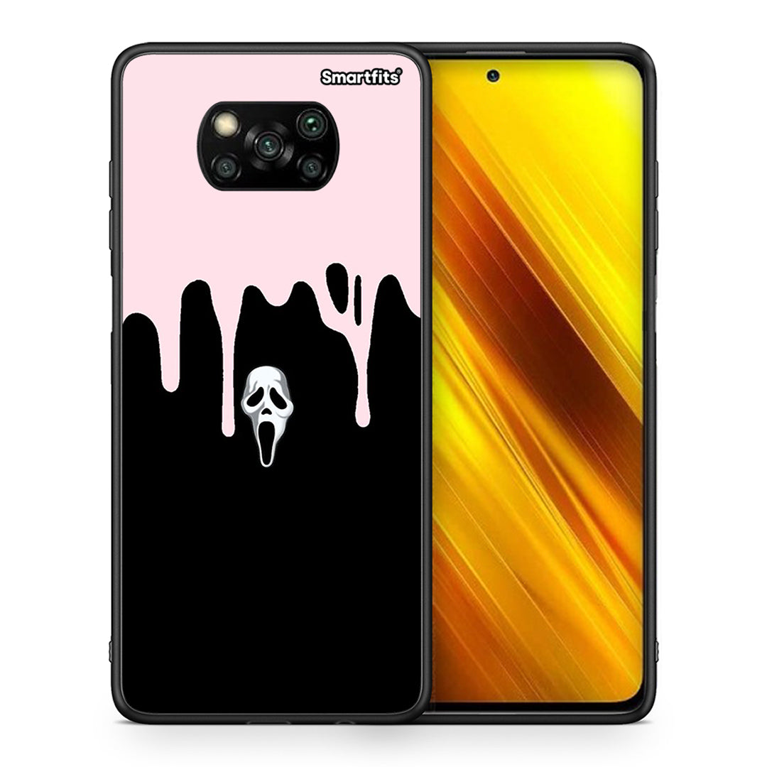 Θήκη Xiaomi Poco X3 Melting Halloween Mask από τη Smartfits με σχέδιο στο πίσω μέρος και μαύρο περίβλημα | Xiaomi Poco X3 Melting Halloween Mask case with colorful back and black bezels
