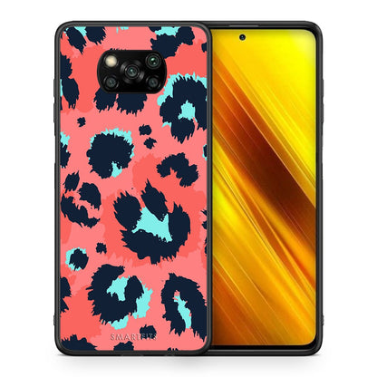 Θήκη Xiaomi Poco X3 Pink Leopard Animal από τη Smartfits με σχέδιο στο πίσω μέρος και μαύρο περίβλημα | Xiaomi Poco X3 Pink Leopard Animal case with colorful back and black bezels