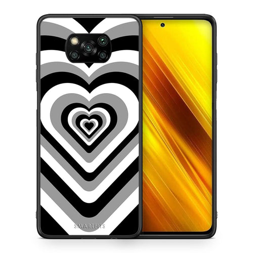 Θήκη Xiaomi Poco X3 Black Hearts από τη Smartfits με σχέδιο στο πίσω μέρος και μαύρο περίβλημα | Xiaomi Poco X3 Black Hearts case with colorful back and black bezels