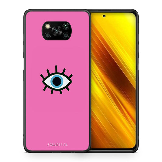 Θήκη Xiaomi Poco X3 Blue Eye Pink από τη Smartfits με σχέδιο στο πίσω μέρος και μαύρο περίβλημα | Xiaomi Poco X3 Blue Eye Pink case with colorful back and black bezels