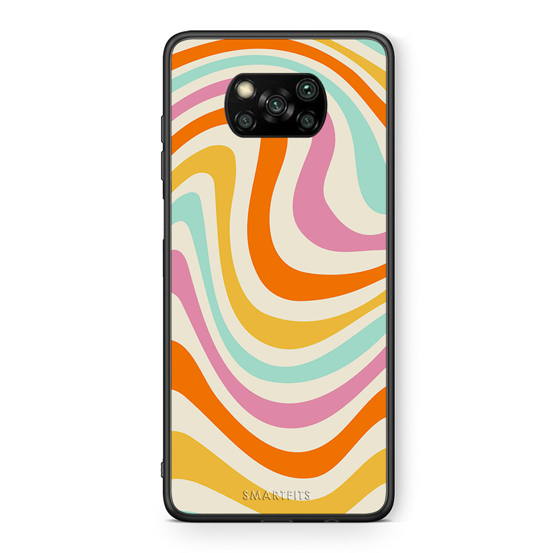 Θήκη Xiaomi Poco X3 Colourful Waves από τη Smartfits με σχέδιο στο πίσω μέρος και μαύρο περίβλημα | Xiaomi Poco X3 Colourful Waves case with colorful back and black bezels