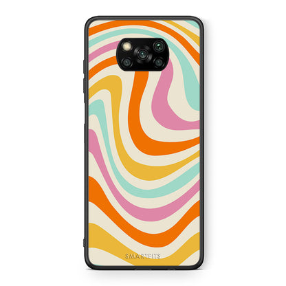 Θήκη Xiaomi Poco X3 Colourful Waves από τη Smartfits με σχέδιο στο πίσω μέρος και μαύρο περίβλημα | Xiaomi Poco X3 Colourful Waves case with colorful back and black bezels