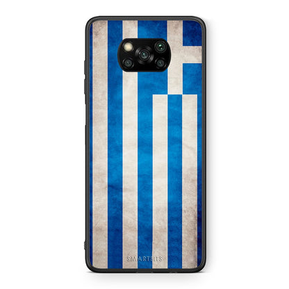 Θήκη Xiaomi Poco X3 Greek Flag από τη Smartfits με σχέδιο στο πίσω μέρος και μαύρο περίβλημα | Xiaomi Poco X3 Greek Flag case with colorful back and black bezels