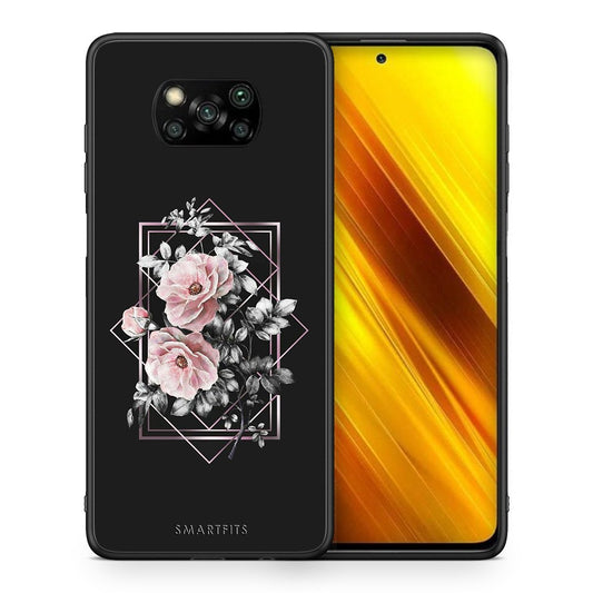 Θήκη Xiaomi Poco X3 Frame Flower από τη Smartfits με σχέδιο στο πίσω μέρος και μαύρο περίβλημα | Xiaomi Poco X3 Frame Flower case with colorful back and black bezels