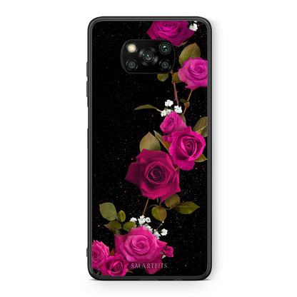 Θήκη Xiaomi Poco X3 Red Roses Flower από τη Smartfits με σχέδιο στο πίσω μέρος και μαύρο περίβλημα | Xiaomi Poco X3 Red Roses Flower case with colorful back and black bezels
