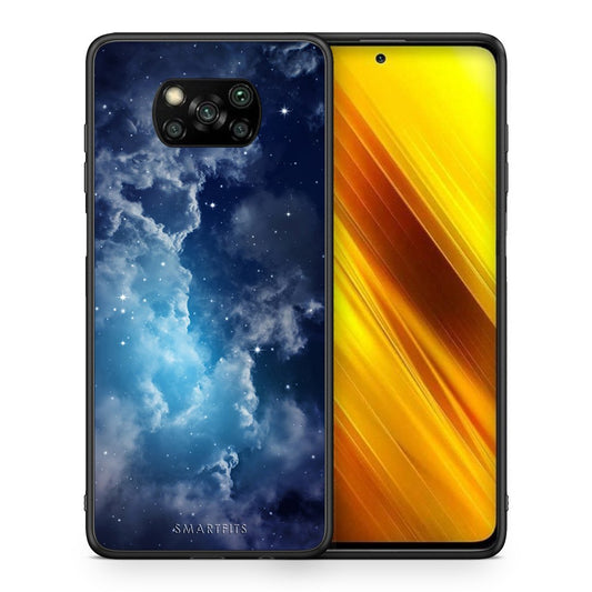 Θήκη Xiaomi Poco X3 Blue Sky Galaxy από τη Smartfits με σχέδιο στο πίσω μέρος και μαύρο περίβλημα | Xiaomi Poco X3 Blue Sky Galaxy case with colorful back and black bezels