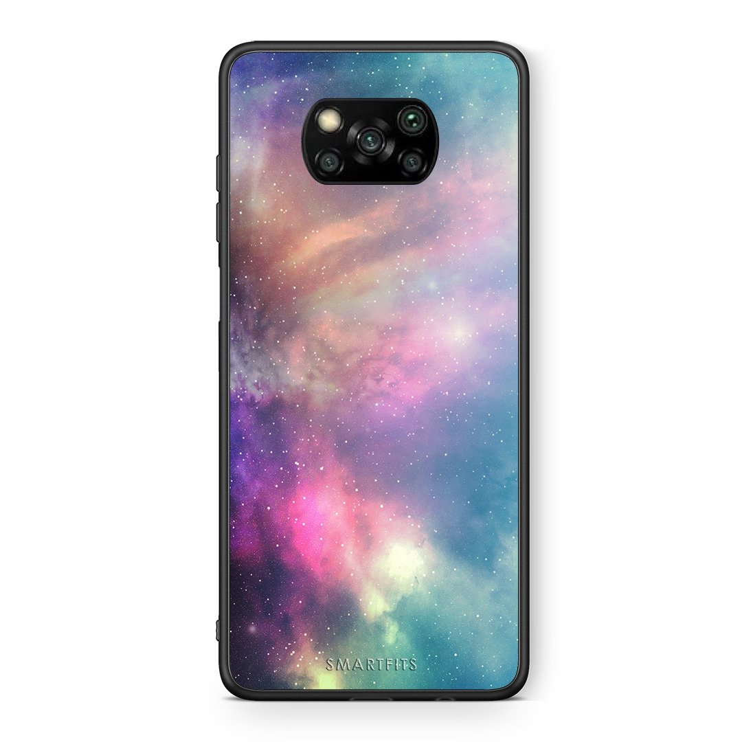 Θήκη Xiaomi Poco X3 Rainbow Galaxy από τη Smartfits με σχέδιο στο πίσω μέρος και μαύρο περίβλημα | Xiaomi Poco X3 Rainbow Galaxy case with colorful back and black bezels