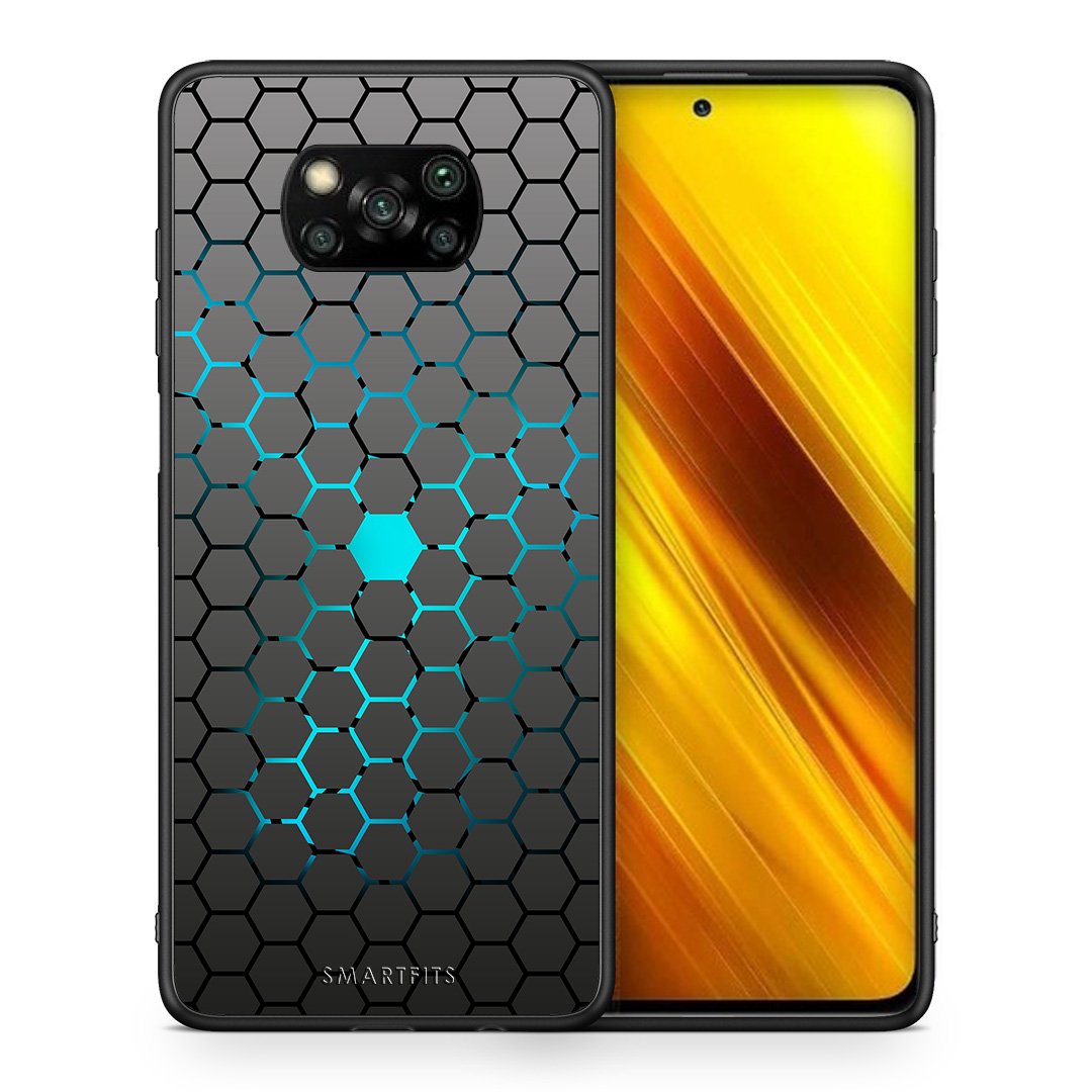 Θήκη Xiaomi Poco X3 Hexagonal Geometric από τη Smartfits με σχέδιο στο πίσω μέρος και μαύρο περίβλημα | Xiaomi Poco X3 Hexagonal Geometric case with colorful back and black bezels
