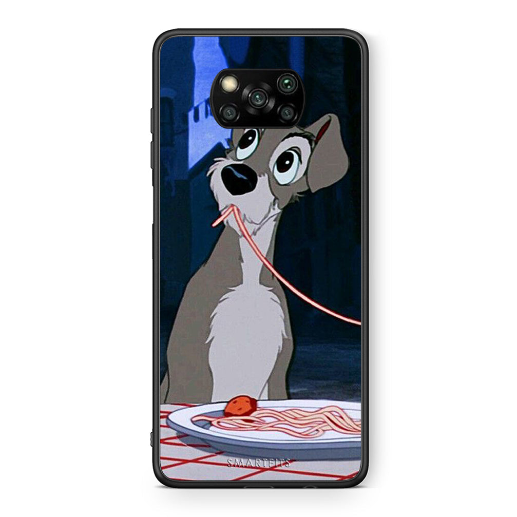 Θήκη Αγίου Βαλεντίνου Xiaomi Poco X3 Lady And Tramp 1 από τη Smartfits με σχέδιο στο πίσω μέρος και μαύρο περίβλημα | Xiaomi Poco X3 Lady And Tramp 1 case with colorful back and black bezels