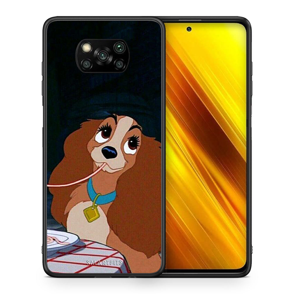 Θήκη Αγίου Βαλεντίνου Xiaomi Poco X3 Lady And Tramp 2 από τη Smartfits με σχέδιο στο πίσω μέρος και μαύρο περίβλημα | Xiaomi Poco X3 Lady And Tramp 2 case with colorful back and black bezels