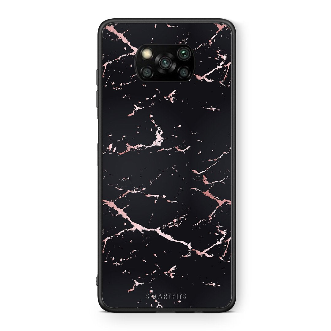 Θήκη Xiaomi Poco X3 Black Rosegold Marble από τη Smartfits με σχέδιο στο πίσω μέρος και μαύρο περίβλημα | Xiaomi Poco X3 Black Rosegold Marble case with colorful back and black bezels
