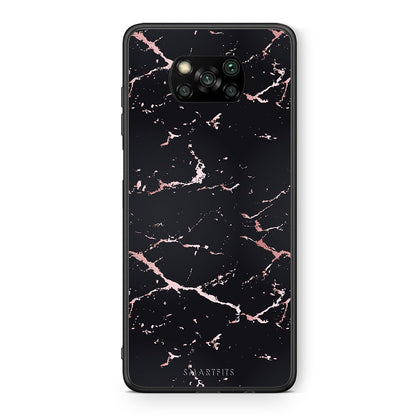 Θήκη Xiaomi Poco X3 Black Rosegold Marble από τη Smartfits με σχέδιο στο πίσω μέρος και μαύρο περίβλημα | Xiaomi Poco X3 Black Rosegold Marble case with colorful back and black bezels