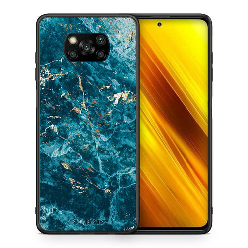 Θήκη Xiaomi Poco X3 Marble Blue από τη Smartfits με σχέδιο στο πίσω μέρος και μαύρο περίβλημα | Xiaomi Poco X3 Marble Blue case with colorful back and black bezels
