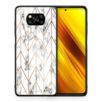 Thumbnail for Θήκη Xiaomi Poco X3 Gold Geometric Marble από τη Smartfits με σχέδιο στο πίσω μέρος και μαύρο περίβλημα | Xiaomi Poco X3 Gold Geometric Marble case with colorful back and black bezels