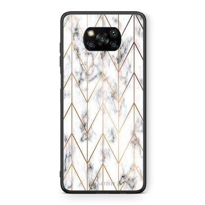 Θήκη Xiaomi Poco X3 Gold Geometric Marble από τη Smartfits με σχέδιο στο πίσω μέρος και μαύρο περίβλημα | Xiaomi Poco X3 Gold Geometric Marble case with colorful back and black bezels