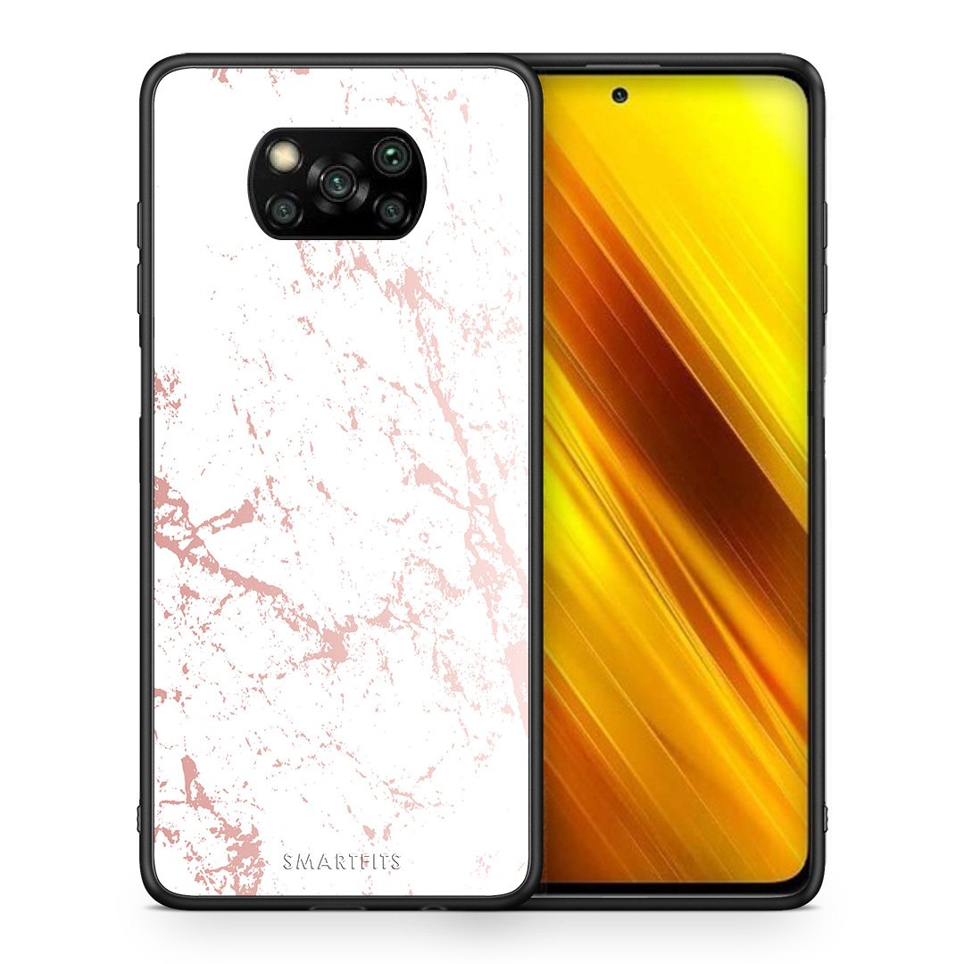 Θήκη Xiaomi Poco X3 Pink Splash Marble από τη Smartfits με σχέδιο στο πίσω μέρος και μαύρο περίβλημα | Xiaomi Poco X3 Pink Splash Marble case with colorful back and black bezels