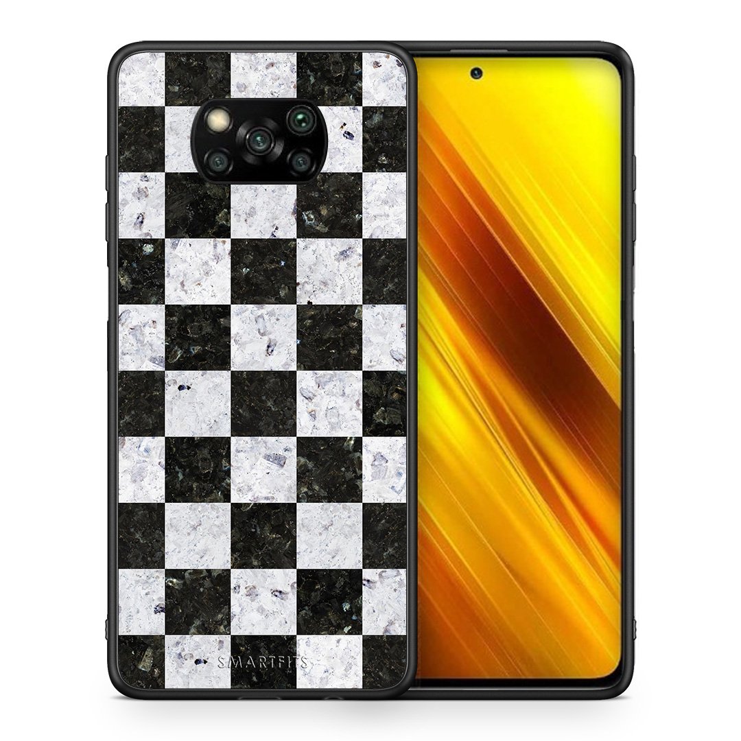 Θήκη Xiaomi Poco X3 Square Geometric Marble από τη Smartfits με σχέδιο στο πίσω μέρος και μαύρο περίβλημα | Xiaomi Poco X3 Square Geometric Marble case with colorful back and black bezels