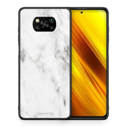 Θήκη Xiaomi Poco X3 White Marble από τη Smartfits με σχέδιο στο πίσω μέρος και μαύρο περίβλημα | Xiaomi Poco X3 White Marble case with colorful back and black bezels