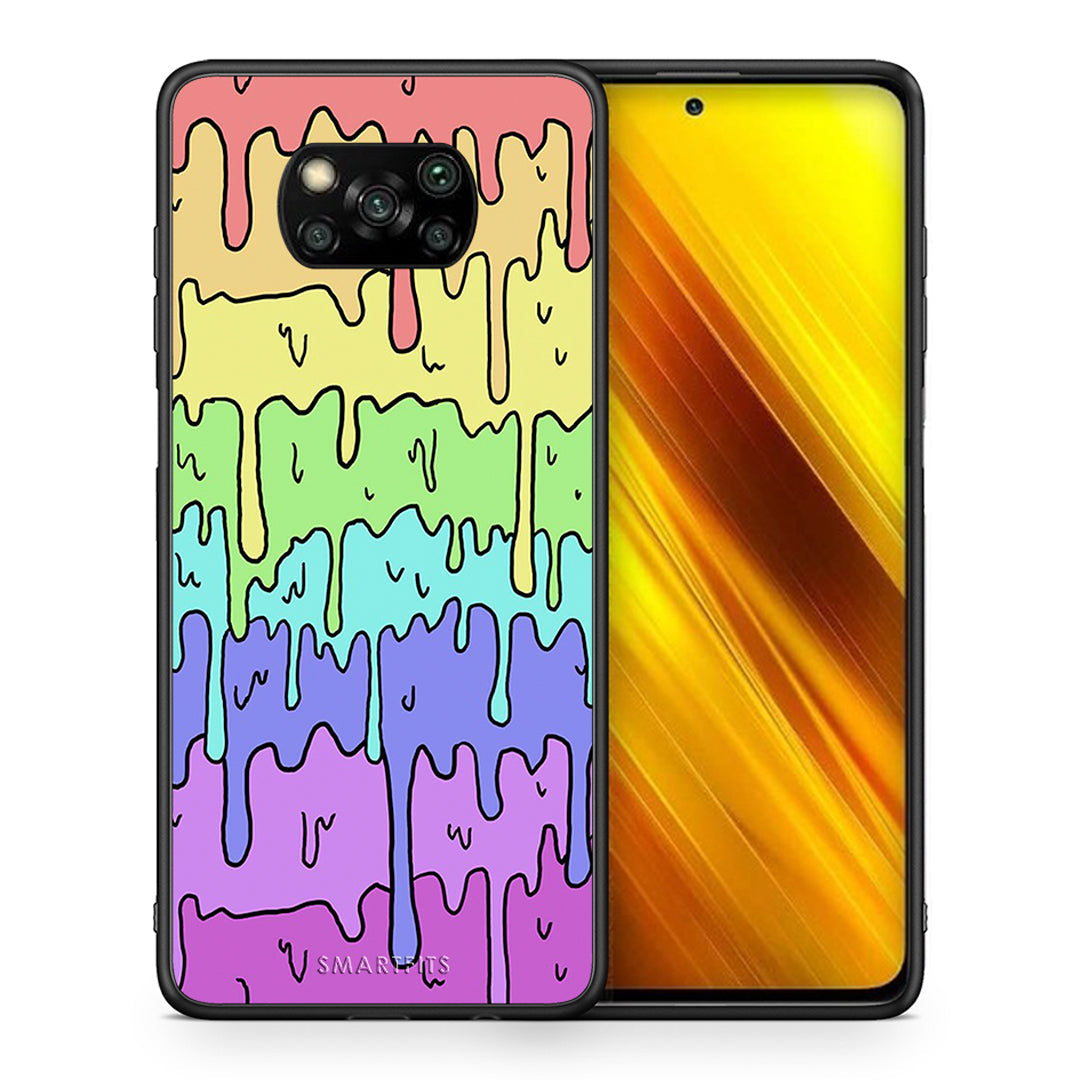 Θήκη Xiaomi Poco X3 Melting Rainbow από τη Smartfits με σχέδιο στο πίσω μέρος και μαύρο περίβλημα | Xiaomi Poco X3 Melting Rainbow case with colorful back and black bezels