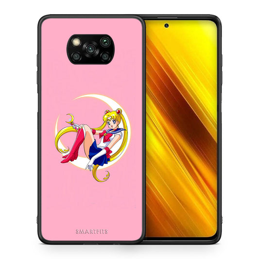 Θήκη Xiaomi Poco X3 Moon Girl από τη Smartfits με σχέδιο στο πίσω μέρος και μαύρο περίβλημα | Xiaomi Poco X3 Moon Girl case with colorful back and black bezels