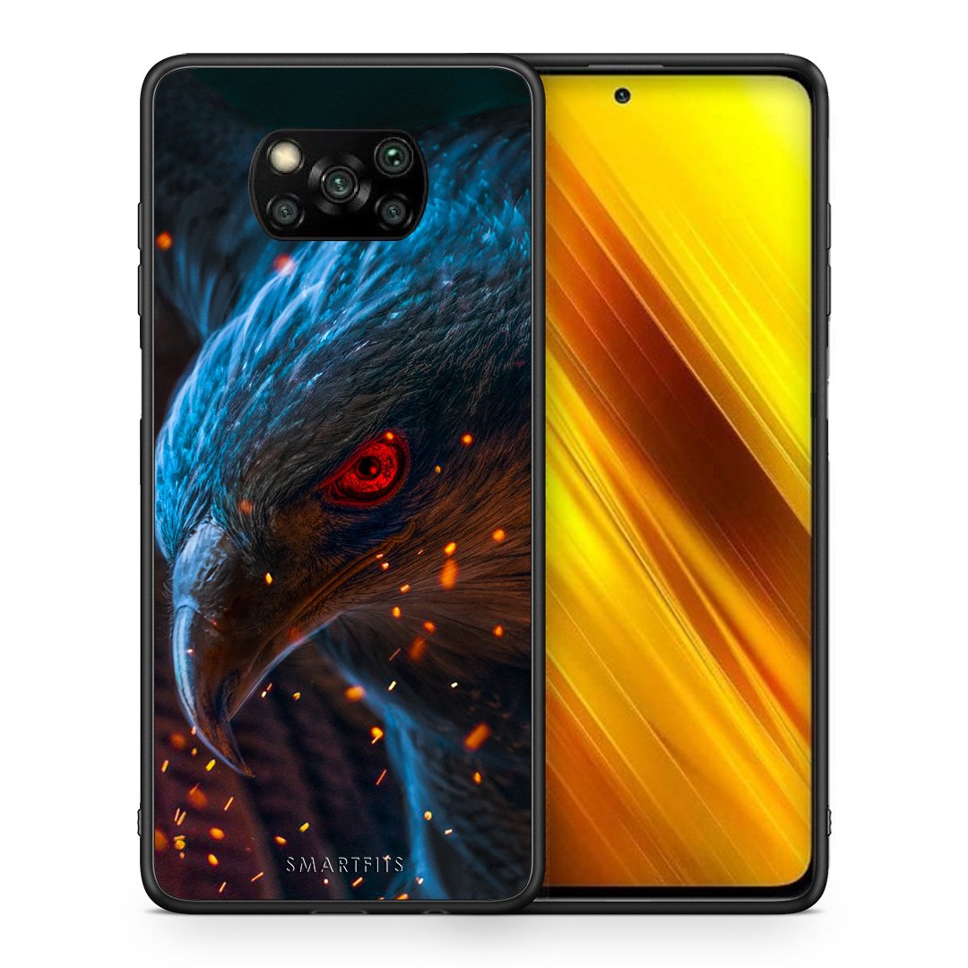 Θήκη Xiaomi Poco X3 Eagle PopArt από τη Smartfits με σχέδιο στο πίσω μέρος και μαύρο περίβλημα | Xiaomi Poco X3 Eagle PopArt case with colorful back and black bezels