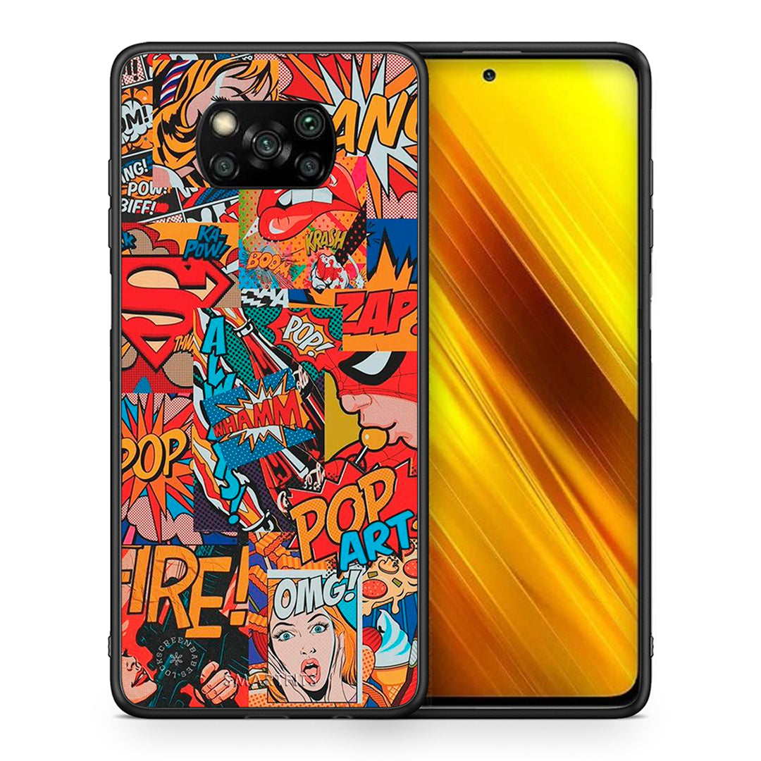 Θήκη Xiaomi Poco X3 PopArt OMG από τη Smartfits με σχέδιο στο πίσω μέρος και μαύρο περίβλημα | Xiaomi Poco X3 PopArt OMG case with colorful back and black bezels
