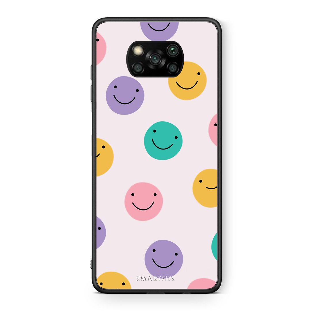 Θήκη Xiaomi Poco X3 Smiley Faces από τη Smartfits με σχέδιο στο πίσω μέρος και μαύρο περίβλημα | Xiaomi Poco X3 Smiley Faces case with colorful back and black bezels