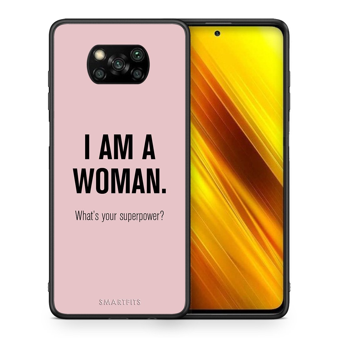Θήκη Xiaomi Poco X3 Superpower Woman από τη Smartfits με σχέδιο στο πίσω μέρος και μαύρο περίβλημα | Xiaomi Poco X3 Superpower Woman case with colorful back and black bezels