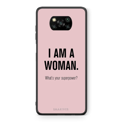 Θήκη Xiaomi Poco X3 Superpower Woman από τη Smartfits με σχέδιο στο πίσω μέρος και μαύρο περίβλημα | Xiaomi Poco X3 Superpower Woman case with colorful back and black bezels