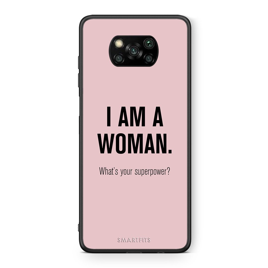 Θήκη Xiaomi Poco X3 Superpower Woman από τη Smartfits με σχέδιο στο πίσω μέρος και μαύρο περίβλημα | Xiaomi Poco X3 Superpower Woman case with colorful back and black bezels
