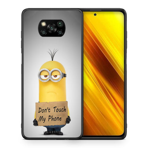 Θήκη Xiaomi Poco X3 Minion Text από τη Smartfits με σχέδιο στο πίσω μέρος και μαύρο περίβλημα | Xiaomi Poco X3 Minion Text case with colorful back and black bezels